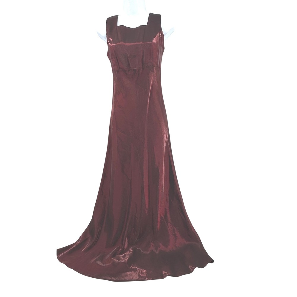 Y2K Empire Waist Maxi Gown Women‎ XS Burgundy Red Elegant HOCO Goth Grunge